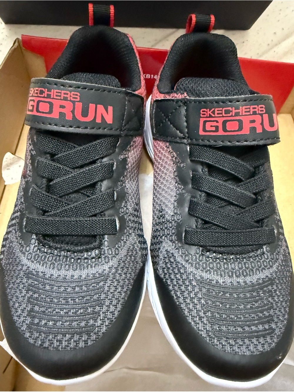 Skechers GOrun Black & Red Kids Athletic Slip-On Sneakers